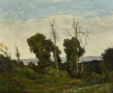 View full screen - View 1 of Lot 40. HENRI-JOSEPH HARPIGNIES | Paysage au coucher de soleil.
