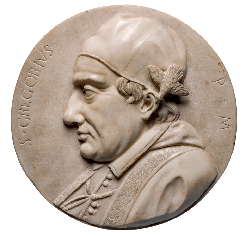 View full screen - View 1 of Lot 96. ATTRIBUTED TO ANTONIO MONTAUTI (1685-1740), ITALIAN, EARLY 18TH CENTURY | PAIR OF PROFILE RELIEFS OF SAINT GREGORY THE GREAT AND POPE INNOCENT XI.