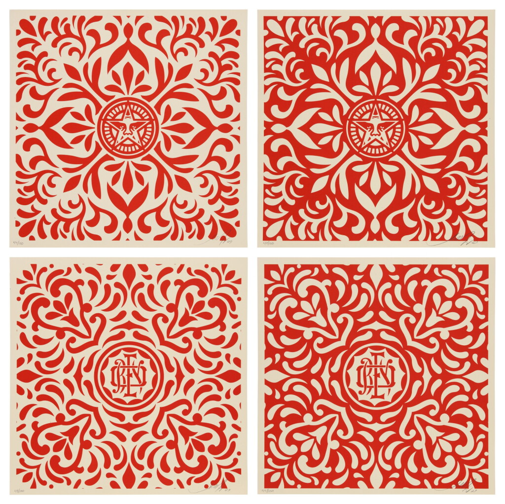 View full screen - View 1 of Lot 106. JAPANESE FABRIC PATTERN SET RED.