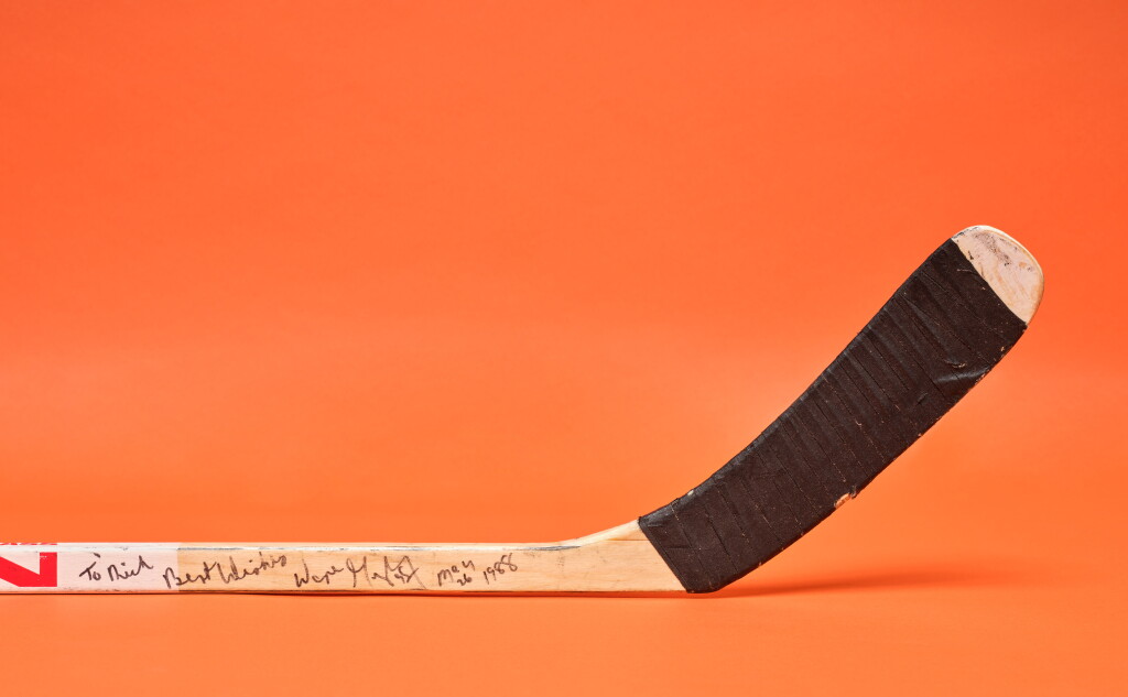 View full screen - View 1 of Lot 1. Wayne Gretzky 1988 Stanley Cup Finals Edmonton Oilers Game Used & Signed Hockey Stick | Dated to Championship Clinching Game.