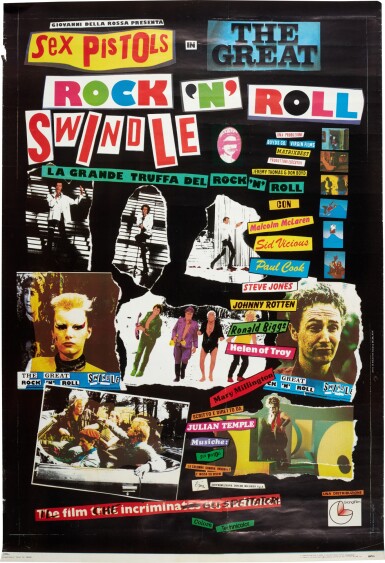 View full screen - View 1 of Lot 70. Maurizio Turchet and Jamie Reid | The Great Rock 'n' Roll Swindle, promotional poster, Italy, 1980.