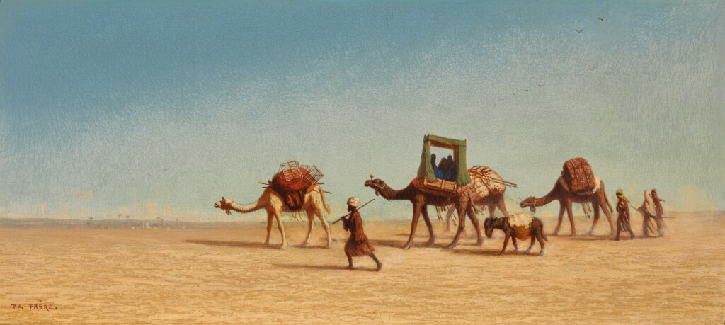 View full screen - View 1 of Lot 131. CHARLES THÉODORE FRÈRE | A FAMILY CROSSING THE DESERT.