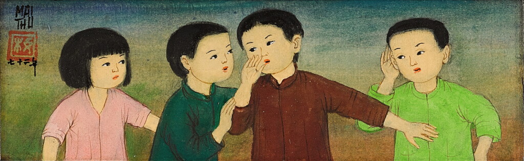 View full screen - View 1 of Lot 225. Mai Trung Thu 枚中栨 (梅忠恕) | Jeunes enfants chuchotant 在說悄悄話的孩子們.