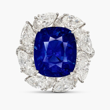 View full screen - View 1 of Lot 1732. Sapphire and Diamond Ring | 12.21克拉 天然 「斯里蘭卡」未經加熱藍寶石 配 鑽石 戒指 .