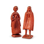 Pair of English Red Wax Male and Female Figures, Possibly Late 17th Century