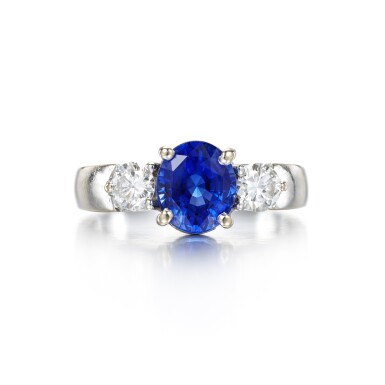 View full screen - View 1 of Lot 55. Sapphire and diamond ring.