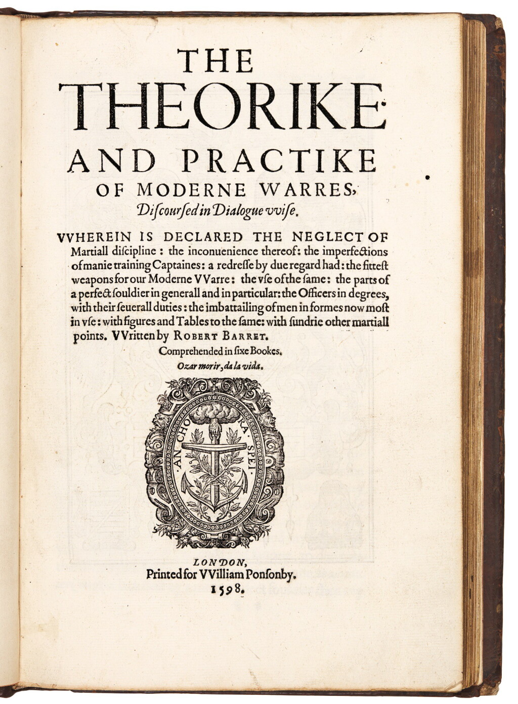 View full screen - View 1 of Lot 28. Barret, The Theorike and practike of moderne warres, London, 1598, contemporary calf.