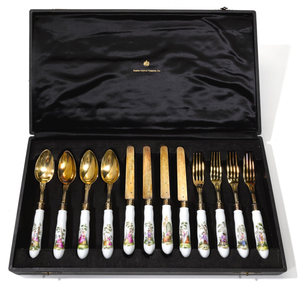 View full screen - View 1 of Lot 83. A FRENCH SILVER-GILT AND PORCELAIN PART DESSERT SERVICE, HIPPOLYTE THOMAS, PARIS, 1845-55.