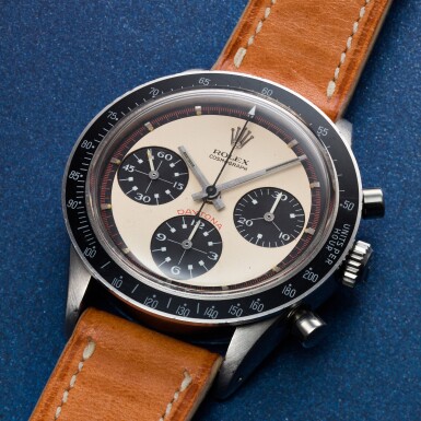 View full screen - View 1 of Lot 132. REFERENCE 6241 DAYTONA 'PAUL NEWMAN' A STAINLESS STEEL CHRONOGRAPH WRISTWATCH, CIRCA 1967.
