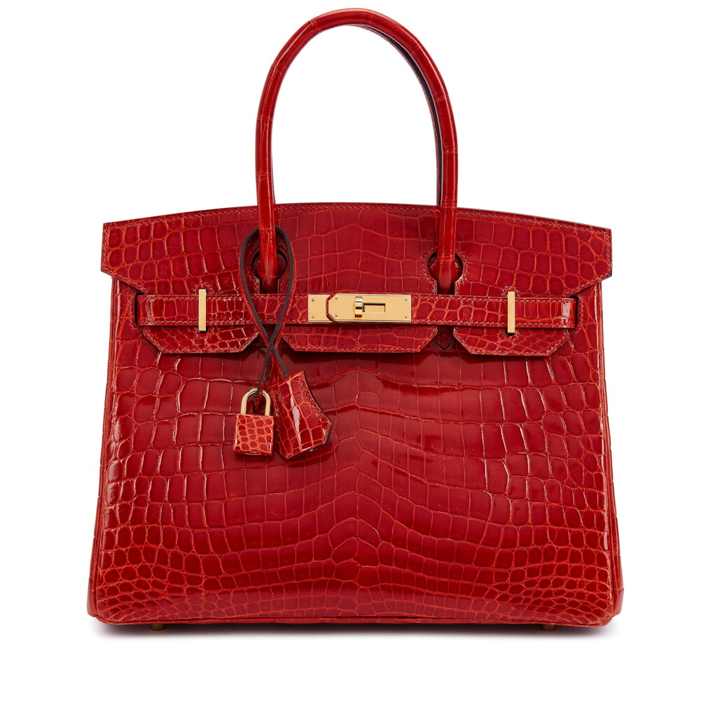 View full screen - View 1 of Lot 6186. Sanguine Shiny Niloticus Crocodile Birkin 30 Gold Hardware, 2015.