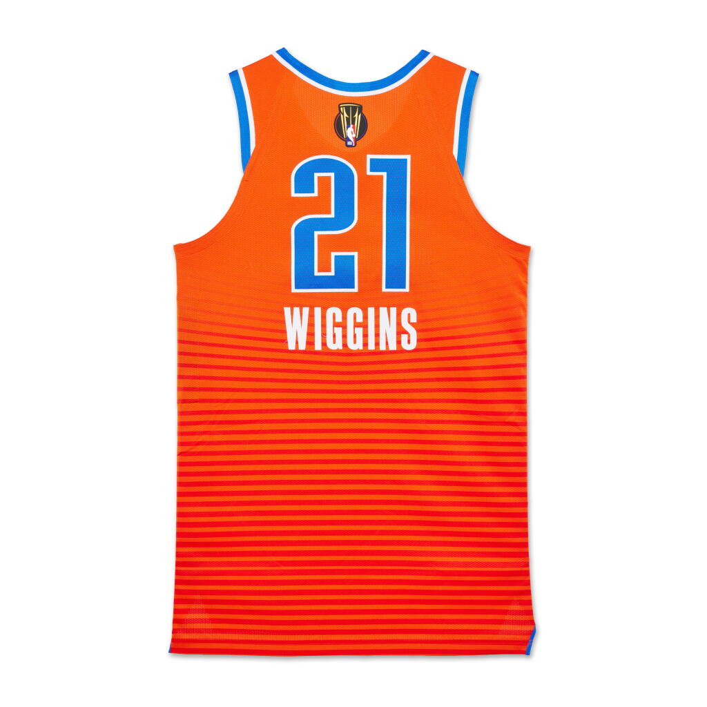 View full screen - View 1 of Lot 34. Aaron Wiggins Oklahoma City Thunder 2024-2025 Emirates NBA Cup Finals Game Worn Statement Edition Jersey | Matched to 2 Games.