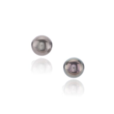 View full screen - View 1 of Lot 1045. Pair of cultured pearl earrings.