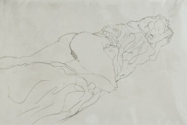 View full screen - View 1 of Lot 4. Liegender Halbakt nach rechts (Reclining Semi-Nude Facing Right).