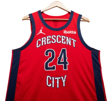 View full screen - View 1 of Lot 92. Jordan Hawkins New Orleans Pelicans 2023-2024 Game Worn Statement Edition Jersey.