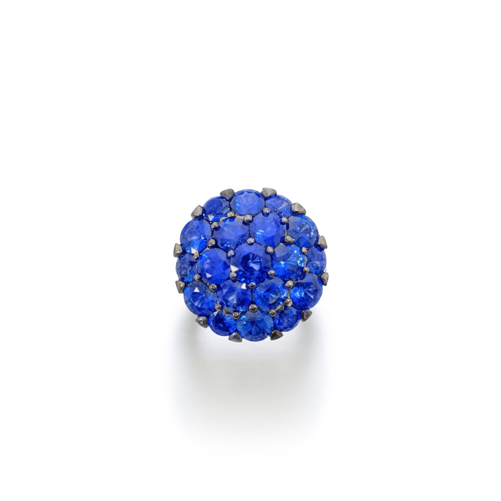 View full screen - View 1 of Lot 835. Sapphire and diamond ring.