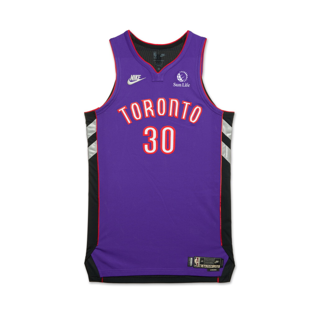 View full screen - View 1 of Lot 253. Ochai Agbaji Toronto Raptors 2024-2025 Kia NBA Tip-Off Game Worn Classic Edition Jersey.