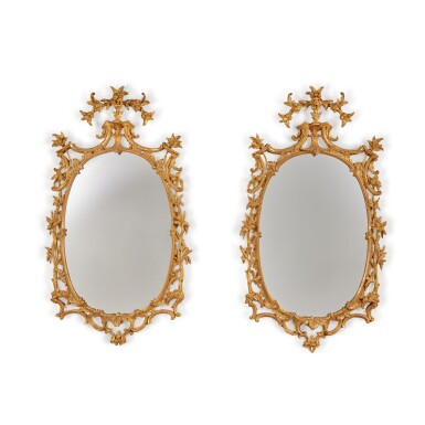 View full screen - View 1 of Lot 117. A Pair of George III Giltwood Oval Mirrors, Circa 1765.
