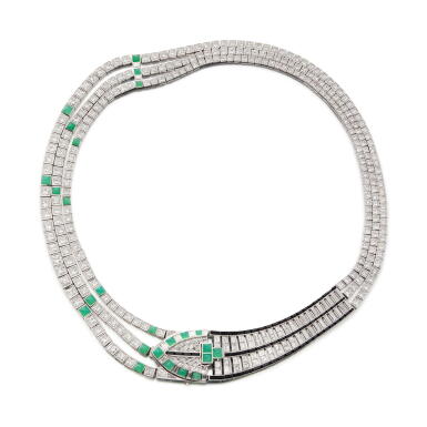 View full screen - View 1 of Lot 181. Diamond, Chrysoprase and Spinel Necklace.