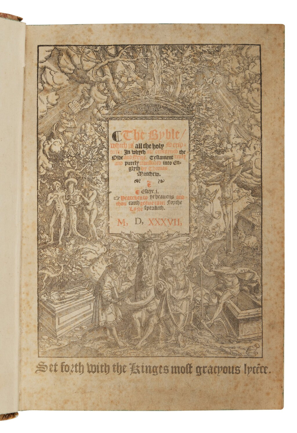 View full screen - View 1 of Lot 1074. (Bible in English) | Matthew's version, "the real primary version of our English Bible".