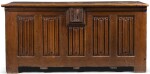 A French carved oak panelled chest, 16th century