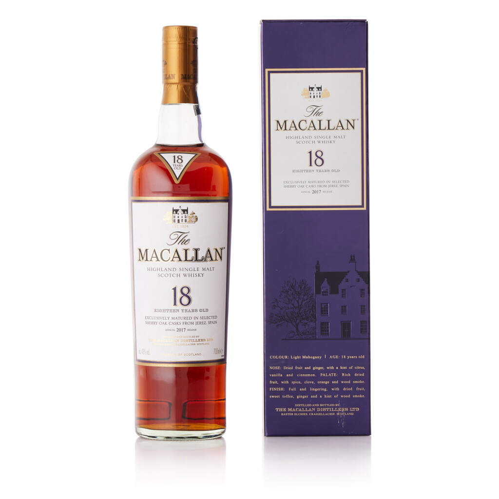 View full screen - View 1 of Lot 319. The Macallan 18 Year Old 2017 Release 43.0 abv NV (1 BT70).