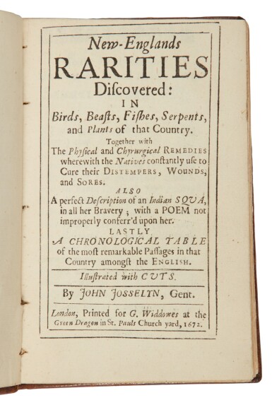 View full screen - View 1 of Lot 53. Josselyn, John | A foundational work of American Natural History.