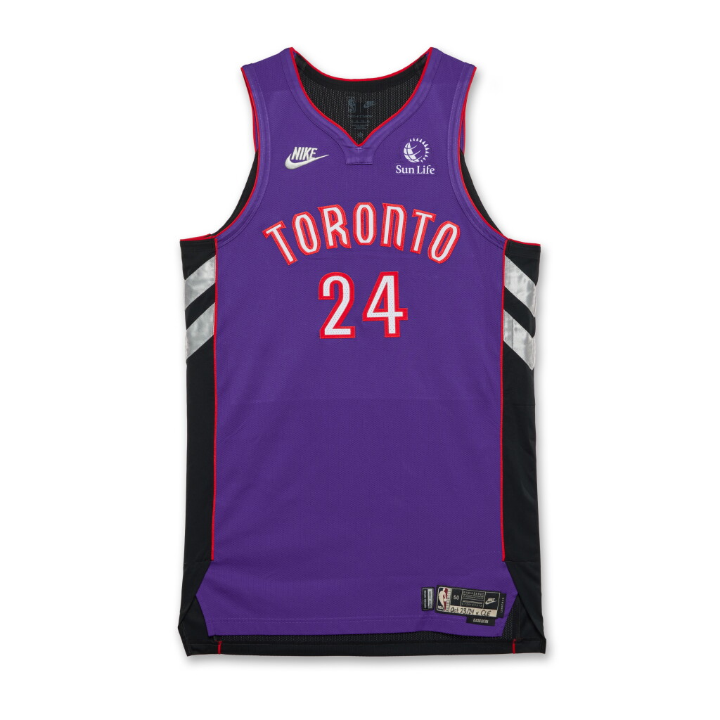 View full screen - View 1 of Lot 169. Bruno Fernando Toronto Raptors 2024-2025 Kia NBA Tip-Off Game Worn Classic Edition Jersey .