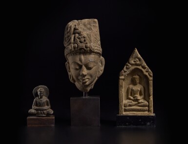 View full screen - View 1 of Lot 833. A group of three stone carvings, 3rd / 4th century and later.