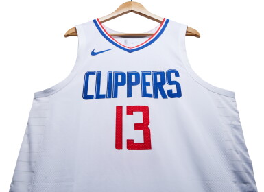 View full screen - View 1 of Lot 131. Paul George Los Angeles Clippers 2023-2024 Game Worn Association Edition Jersey.