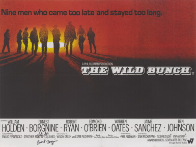 View full screen - View 1 of Lot 267. THE WILD BUNCH (1969) POSTER, BRITISH, SIGNED BY ERNEST BORGNINE .