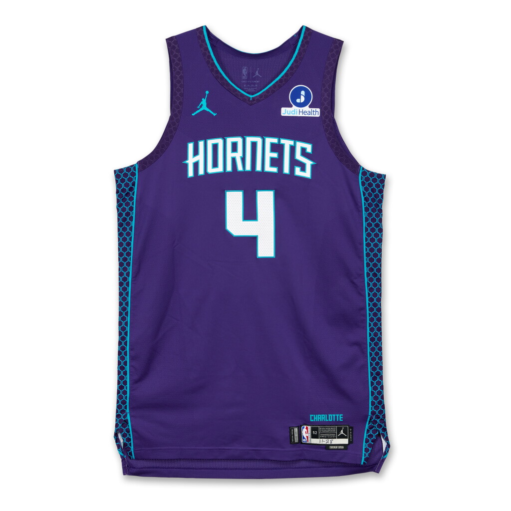 View full screen - View 1 of Lot 47. Sion James Charlotte Hornets 2025-2026 Emirates NBA Cup Game Worn Statement Edition Jersey | Matched to 2 Games.