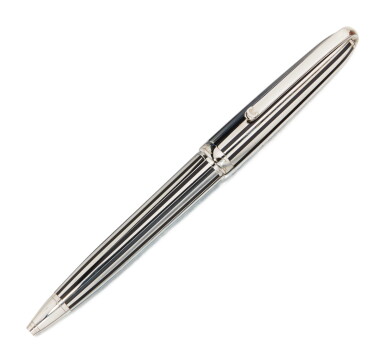 View full screen - View 1 of Lot 71. LOUIS CARTIER | A PLATINUM PLATED AND BLACK LACQUER PINSTRIPE BALLPOINT PEN, CIRCA 2005.