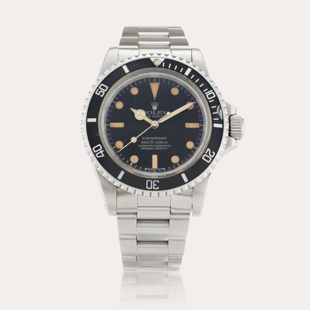 View full screen - View 1 of Lot 97. Reference 5512 Submariner | A stainless steel automatic wristwatch with bracelet, Circa 1973.