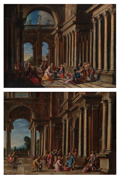 View full screen - View 1 of Lot 572. Christ among the Doctors; Christ washing the Apostles' feet.
