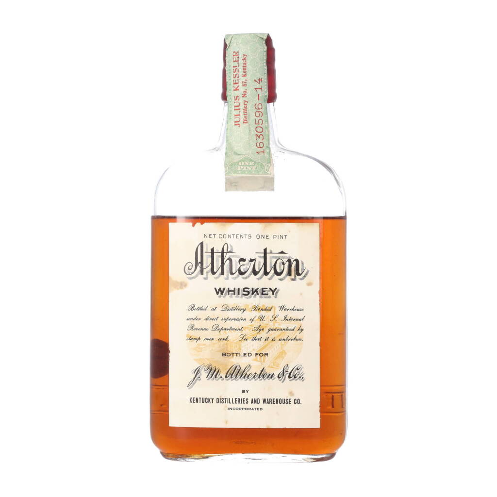 View full screen - View 1 of Lot 5298. Atherton 12 Year Old Bottled In Bond 100 proof 1917 (1 IPT).