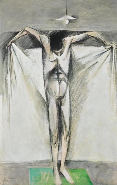 View full screen - View 1 of Lot 78. LOUIS LE BROCQUY, R.H.A. | STUDY (MAN WITH A TOWEL).