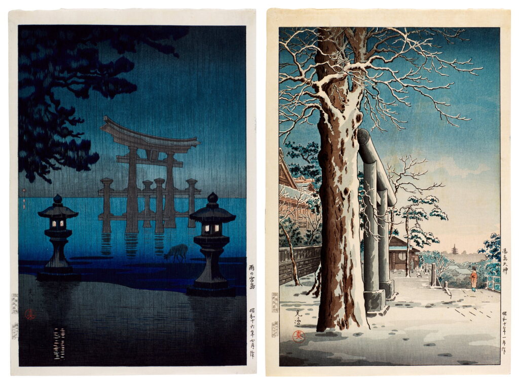 View full screen - View 1 of Lot 113. Tsuchiya Koitsu (1870-1943) | Two woodblock prints | Showa period, 20th century.