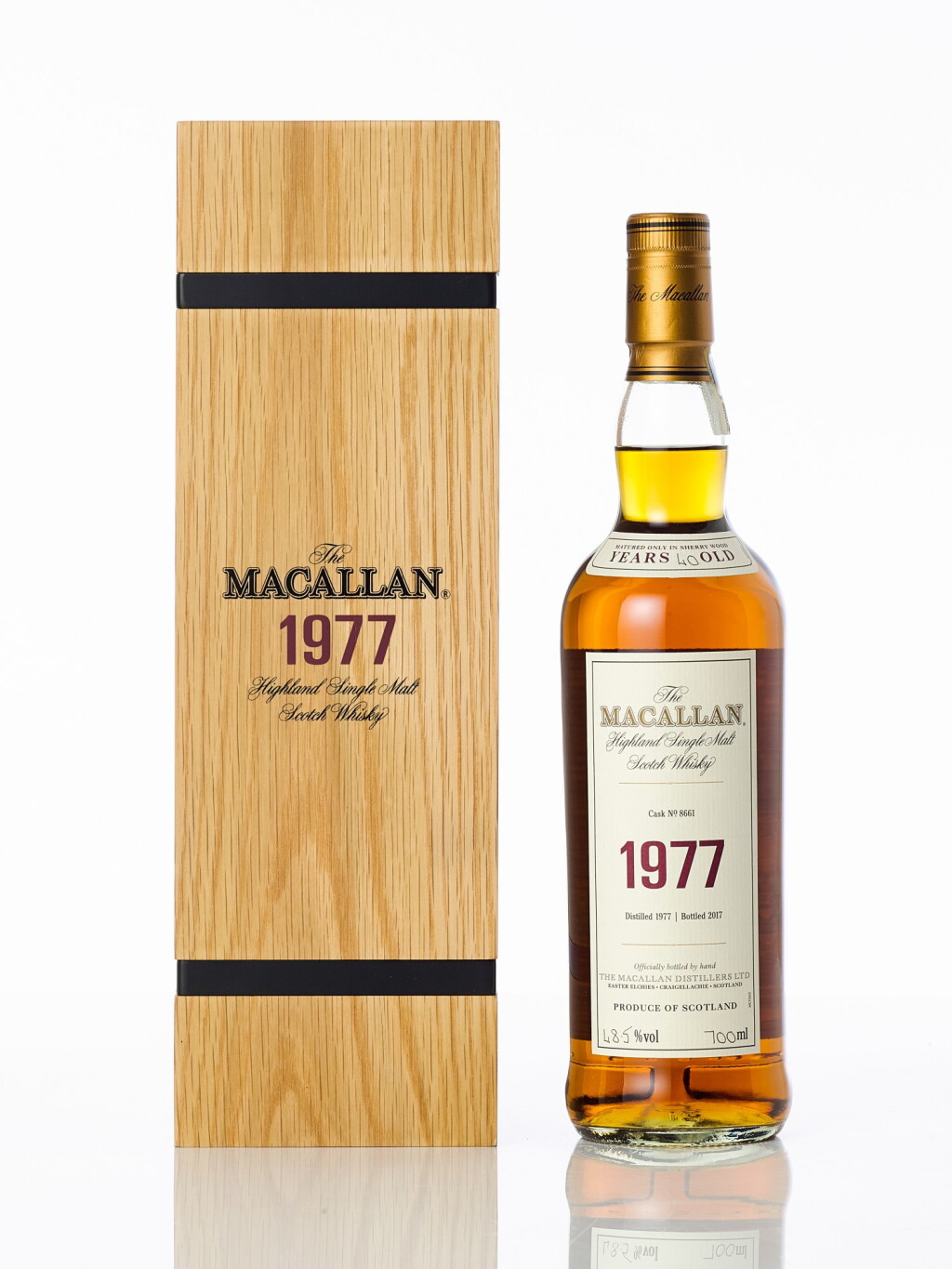 View full screen - View 1 of Lot 6011. The Macallan Fine & Rare 40 Year Old 48.5 abv 1977 (1 BT70).