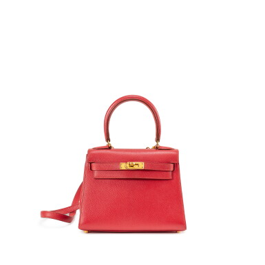 View full screen - View 1 of Lot 1056. Rouge Casaque Epsom Mini Kelly 20 Gold hardware, 1998.
