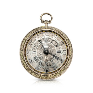 View full screen - View 1 of Lot 4017. VIET | A SILVER PAIR CASE OPENFACE KEYWOUND VERGE WATCH WITH SILVER AND SHAGREEN OUTER CASE AND HIDDEN ENAMEL PORTRAIT, CIRCA 1780.