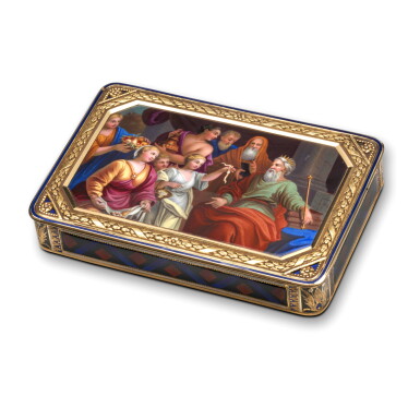 View full screen - View 1 of Lot 1239. A gold and enamel snuff box, Remond, Lamy, Mercier & Co, Geneva, circa 1815.