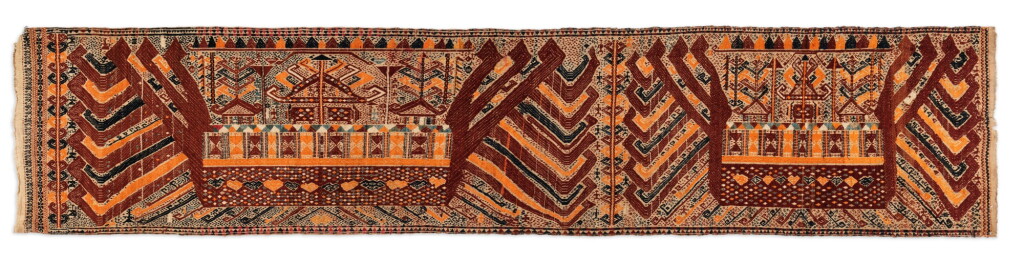 View full screen - View 1 of Lot 5. Tissu cérémoniel "à jonques" palepai, Lampung, Sumatra, Indonésie, circa.1900 | Ceremonial hanging "ship cloth" palepai, Lampung, Sumatra, Indonesia, ca. 1900.