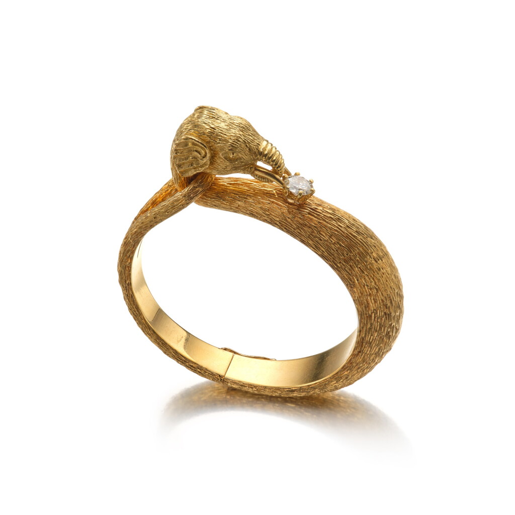 View full screen - View 1 of Lot 483. Gold and Diamond Bangle-Bracelet.