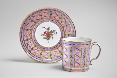 View full screen - View 1 of Lot 563. A Sèvres (Hard-Paste) Porcelain Cup and Saucer (Gobelet litron et soucoupe), circa 1777.