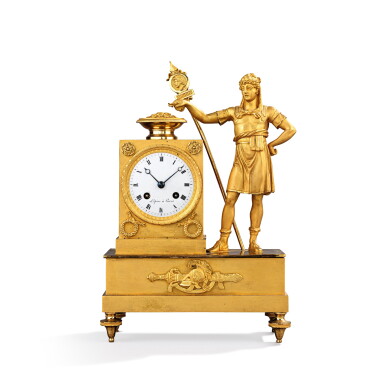 View full screen - View 1 of Lot 842. An Empire gilt-bronze mantel clock, circa 1815.