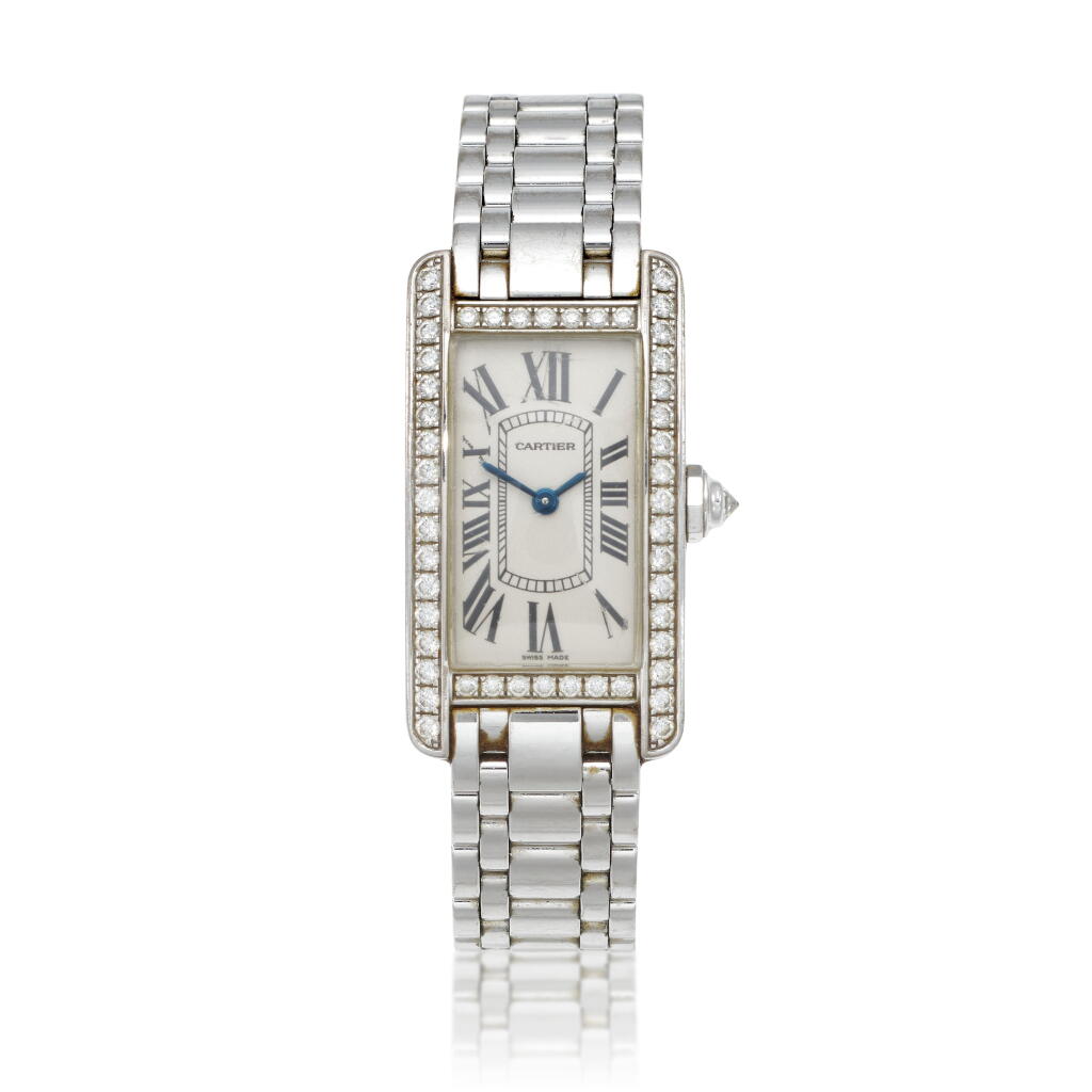 View full screen - View 1 of Lot 219. Tank Américaine, Reference 2489 | A white gold and diamond-set wristwatch with bracelet | Circa 2004.
