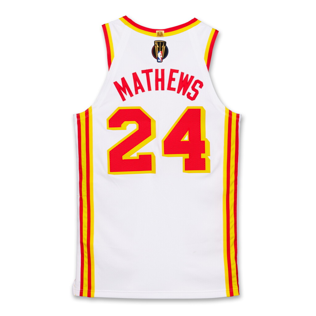 View full screen - View 1 of Lot 181. Garrison Mathews Atlanta Hawks 2024-2025 Emirates NBA Cup Semifinals Game Issued Association Edition Jersey.