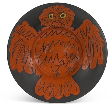View full screen - View 1 of Lot 70. Hibou rouge sur fond noir (A. R. 399).