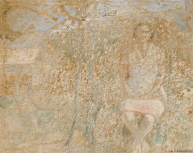 View full screen - View 1 of Lot 163. Figura sentada bajo un árbol.