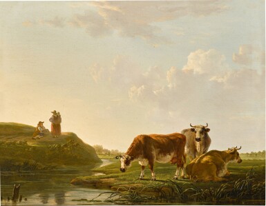 View full screen - View 1 of Lot 31. Peasants and cattle in a landscape.